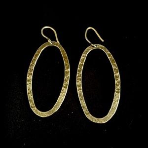 SILPADA EARRINGS, sterling silver, oval dangling earrings, hammered.